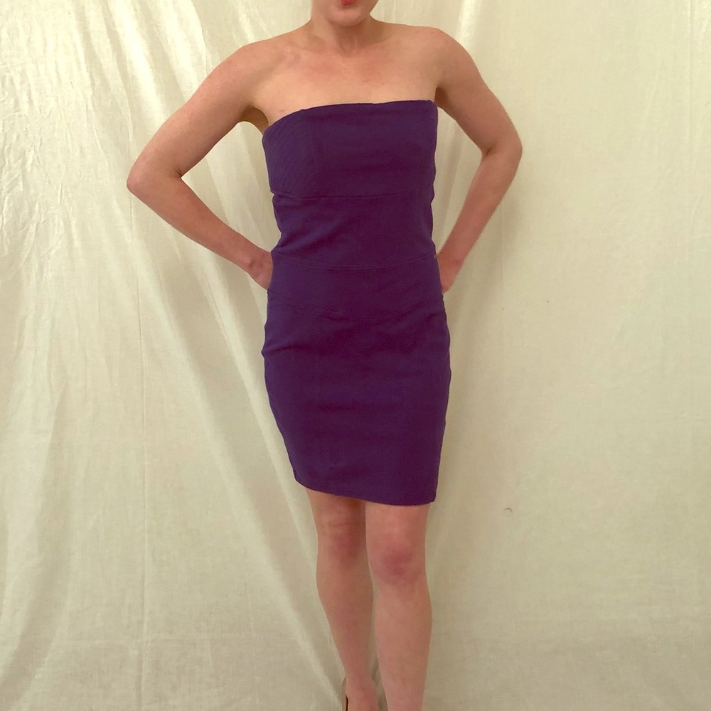 Guess Size L Strapless Vibrant Purple Dress